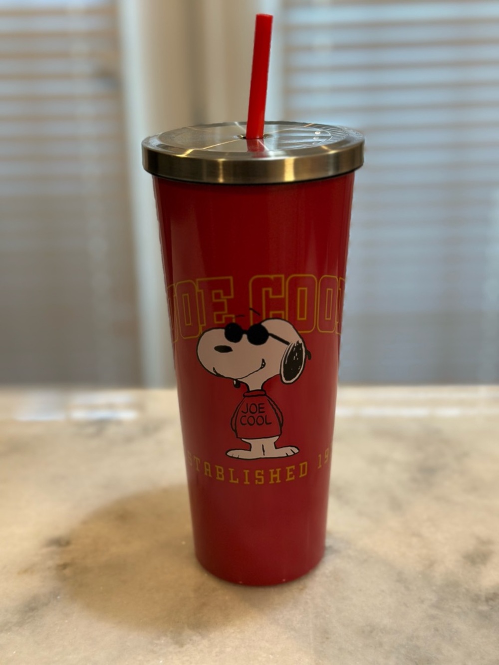Peanuts “Joe Cool" 2026 Established 1971 Red Stainless Steel Tumbler